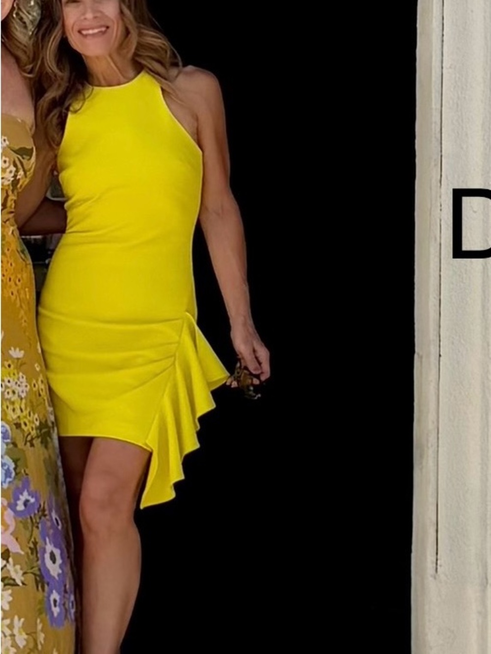Cinq à Sept Makayla Yellow Ruched Ruffle Mini Dress Size 0